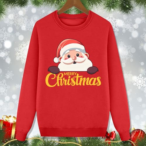 Matching Christmas Sweatshirts for Family Long Sleeve Ugly Santa Claus Jumper Holiday Party Tops Soft Matching Sets3