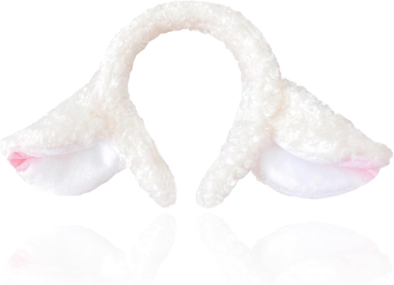 Lamb Ears Headband, Plush Halloween Sheep Ear Costume Headband for Adults White Furry Lamb Headbands 9.8 x 5.9 Inch Animal Ears Headpiece for Halloween Cosplay Party Dress Up