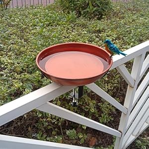 Deck Bird Bath for Outdoors, 11" Copper Metal Birdbath Bowl with Adjustable Big Steel Clamp Backyard Bird Bath&Bird Feeder for Railing Balcony Fence Yard Art Garden Decor Deck Bird Bath for Outdoors 11 Copper Metal Birdbath Bowl with Adjustable Big Steel Clamp Backyard Bird BathBird Feeder for Railing Balcony Fence Yard Art Garden Decor