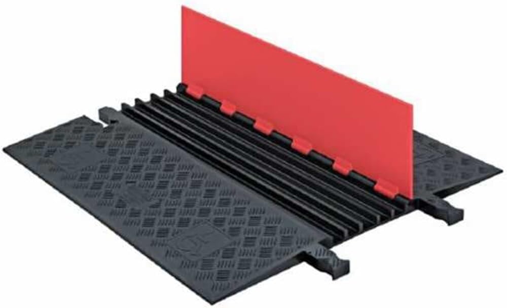 5 Channel Low Profile Drive Over Cable Protector with Built in ADA Compliant Ramp, Heavy Duty Loads up to 68,000 Pounds, Polyurethane Construction, Orange/Black, GD5X75-O/B