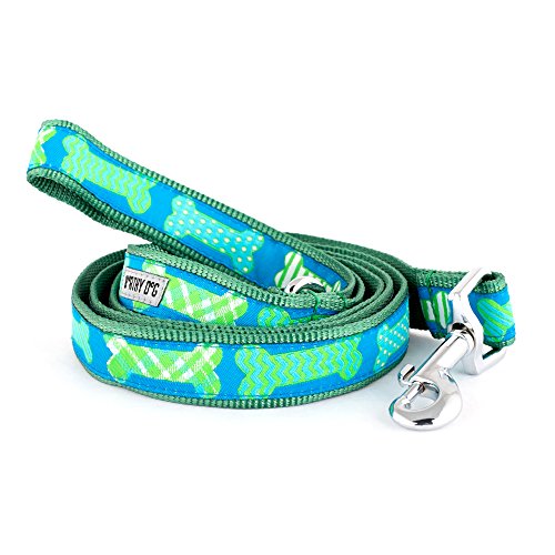 The Worthy Dog Preppy Huesos Azul Plomo, Azul, 5/8 x 5