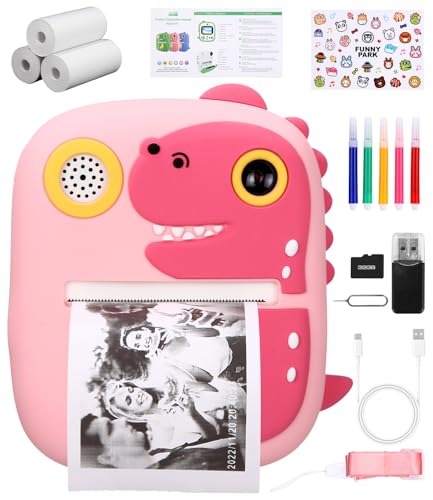 Zaxiva Cámara Instantánea para Niños,Video 1080P & 24 MP Doble Lente,32G y Papel Fotográfico de Impresión,bolígrafos de Colores,Regalo para Niños de 3 a 14 años,Cumpleaños, (Rosa)