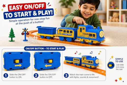 Image of Braintastic Play Train Set for Kids 3+ Years | Battery Operated Toy Train with Track | Colorful Railway Train Set for Boys & Girls | 14-Piece Train Track Toy