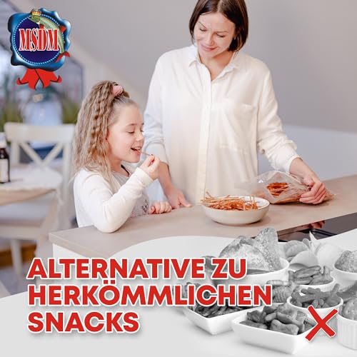 Pazifischer Kabeljau Pikant 1kg - Fisch Jerky I High Protein I Snacks I Trockenfisch Omega 3 I Beef Jerky , Trockenfleisch & Chips Alternative Keto