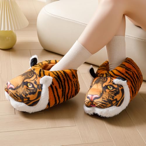 Image of Fluffy Hippo & Elephant Slippers - Oversized Warm House Slippers for Adults | Non-Slip Soft-Sole Indoor Slippers