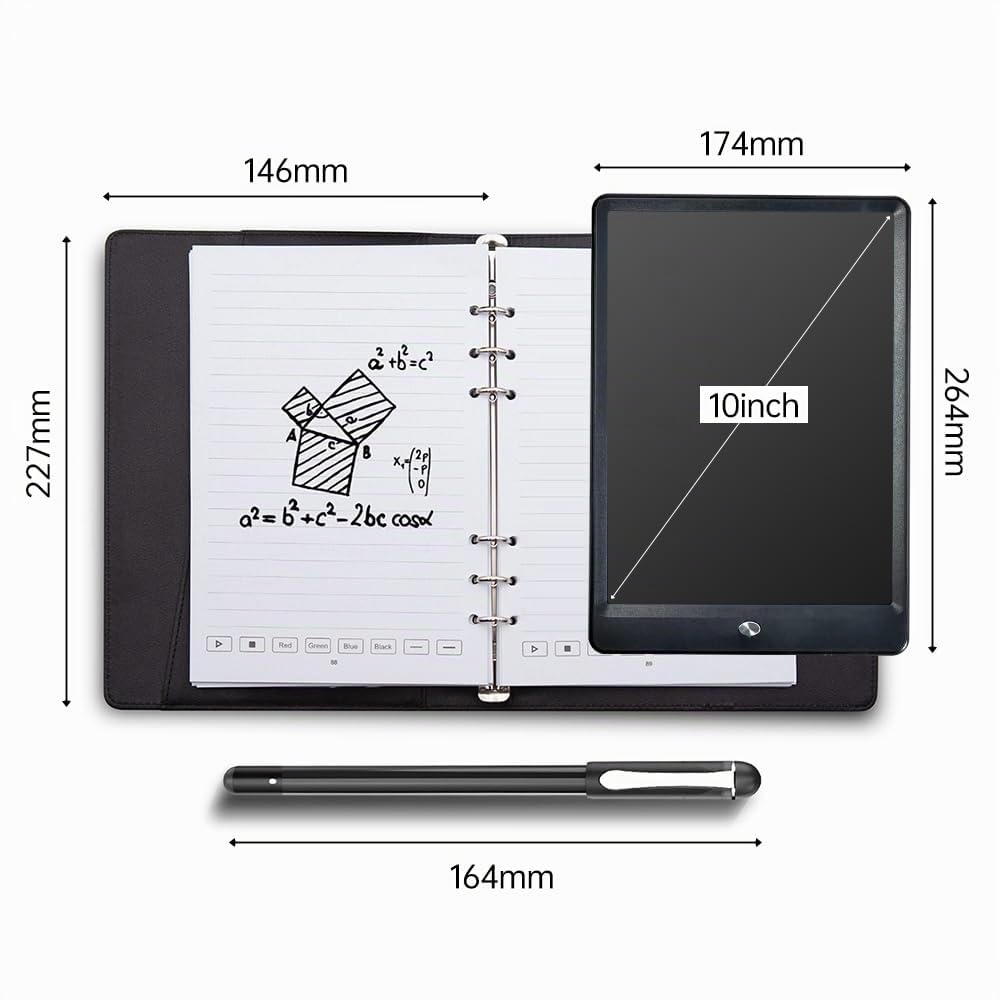Bisofice Digitales Notizbuch A5 enthält Smartpen Smart Leder Notizbuch A5, wiederverwendbares Schreibtablett BT Wireless-Verbindung kompatibel mit Boardpen