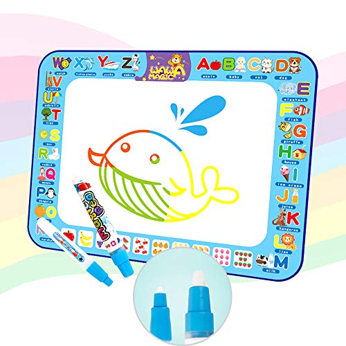 Duotar Water Doodle Mat Com Acessórios,Doodle de água Mat com 2 canetas e 8 blocos de EVA tamanho gr