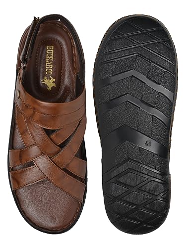 Image of Buckaroo JERKO crumbald Leather Brown Casual Closed Sandal For Mens
