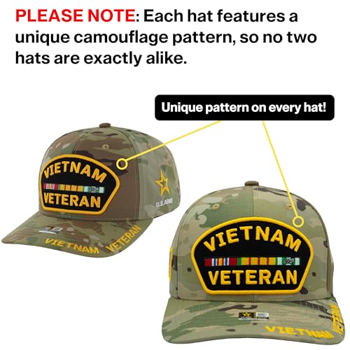 Image of Vietnam Veteran Hat US Army Official Licensed Army Veterans Embroidered Adjustable Military Baseball Cap for Men