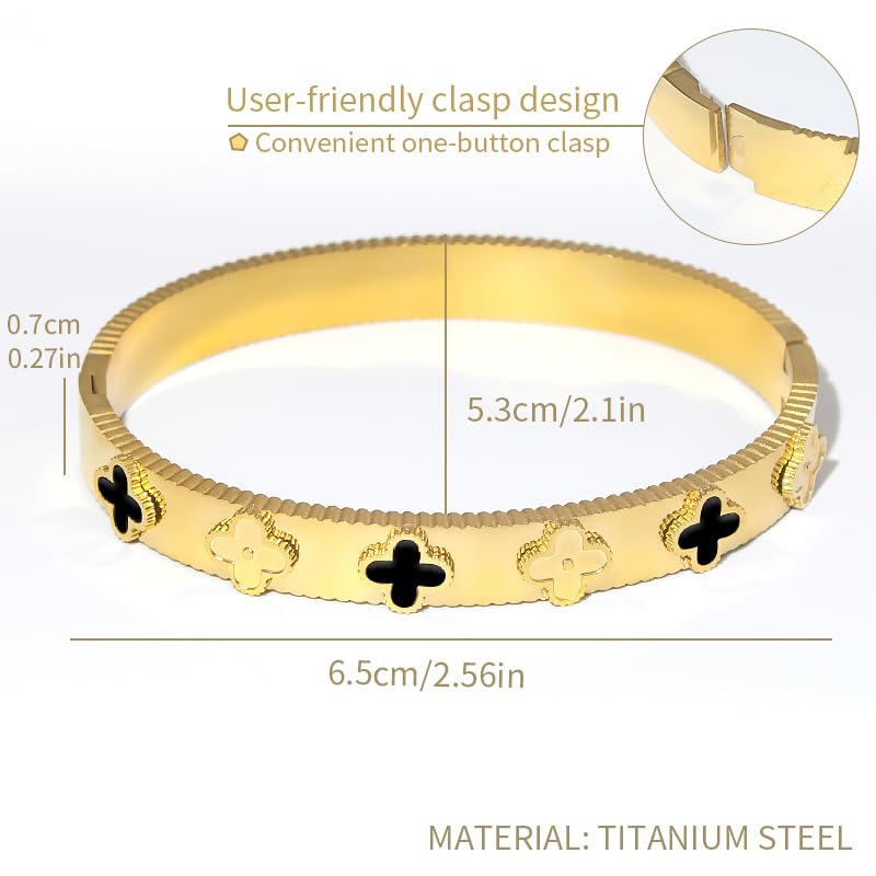 18K Gold Plated Lucky Clover Bracelet for Women Four Leaf Bangle Bracelets Trendy Jewelry Gifts for Women2