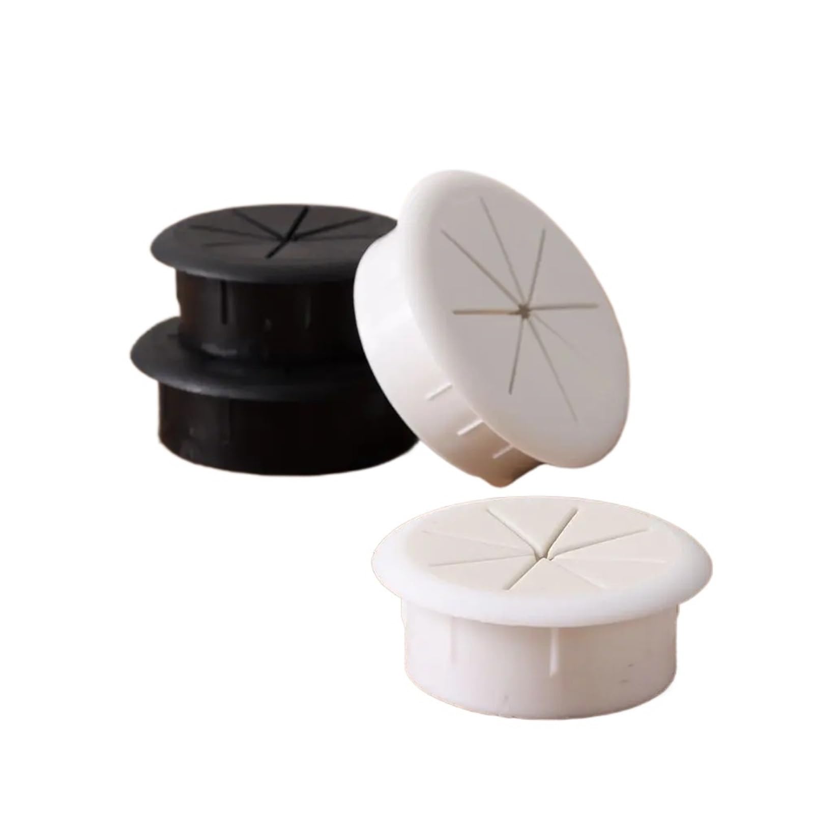 Desk Cable Grommet 20pcs Cable Hole Cover Cord Grommets Desk Wire Organizer Passing Threading Box(Black-50mm)