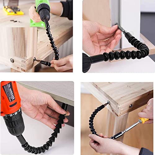 Flexible Drill Bit Extension Kits,Include:11.6 Inch Bendable Flexible Shaft Extension,105 Degree Right Angle Screwdriver Attachment And 10Pcs Screwdriver Bit Kit #TOP4