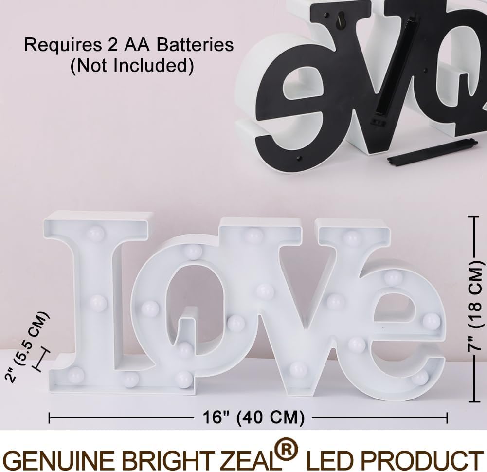40 cm x 18 cm duże światła dekoracyjne do sypialni LOVE litery markizy LED (białe) - znak miłości na stół ścienny - dekoracje ślubne światła do kościoła romantyczne znaki do domu zaręczyny