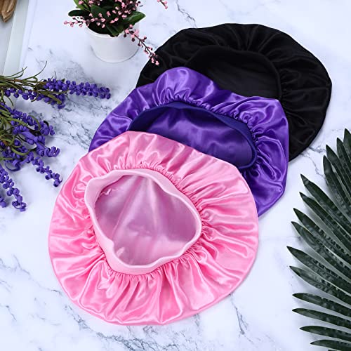 Prasacco 3 Pieces Kids Satin Bonnet Baby Bonnet Sleeping Cap Soft Silk Night Hats Colorful Satin Cap For Baby Girls Boys Natural Hair Teens Toddler Child Baby (Solid Color) #TOP2