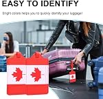 4 Emballez les étiquettes de bagages drapeau canadien, Anyos PU Etiquettes de sac de voyage en cuir Valises Bagages Étiquettes avec nom ID Protection de la vie privée des cartes (rouge)