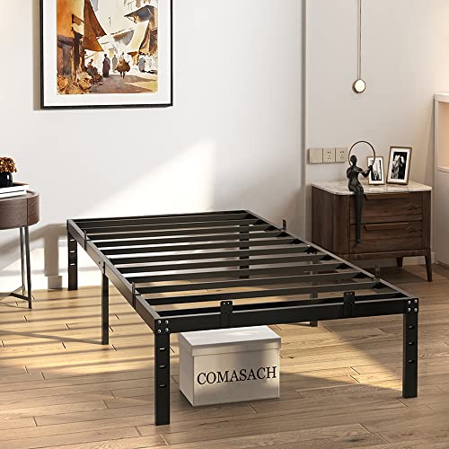 Comasach Twin Size Bed Frame 16" Tall Heavy Duty, Metal Platform Bed Frame,Sturdy Steel Frame,Support Up To 3500Lbs,No Box Spring Needed,Noise-Free,Easy Assembly #TOP6