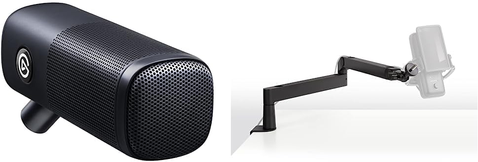 Elgato Wave DX with Mic Arm Low Profile, Fully Adjustable with Cable Management, Dynamic XLR Microphone, speech optimised for Podcasting, Streaming, No Signal Booster Required, any Interface, PC/Mac