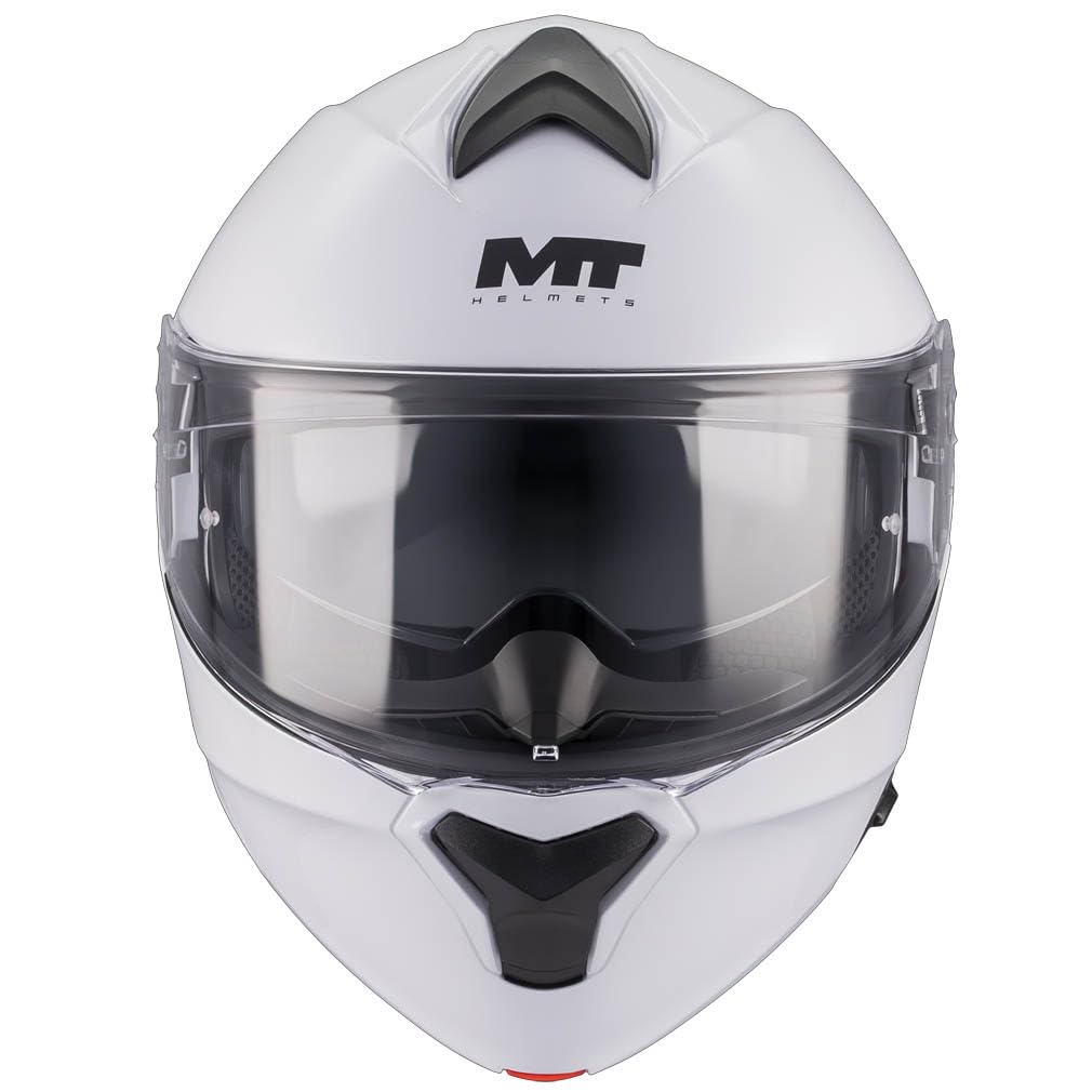 MT Genesis SV Pure Designed Blanco Bluetooth Sena Integrado - Casco de Moto Modular Abatible con Visor Solar - Helmets Unisex Hombre y Mujer - Homologado P/J ECE 22.06