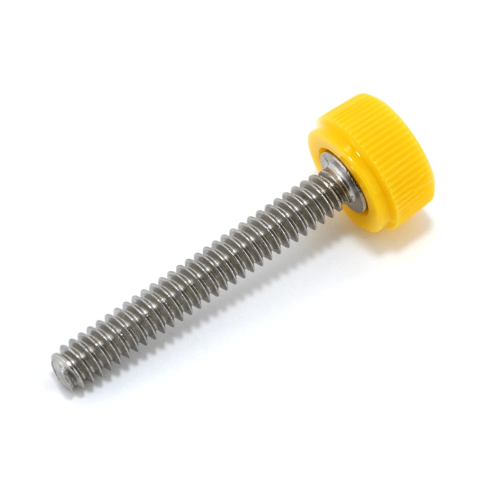 #6-32 x 1" Thumb Screw Stainless Steel - Yellow Knurled Round Plastic Knob - Standard/Coarse Thread Thumbscrew - Length: 1.000" - Proudly Built in USA - Package of (4)