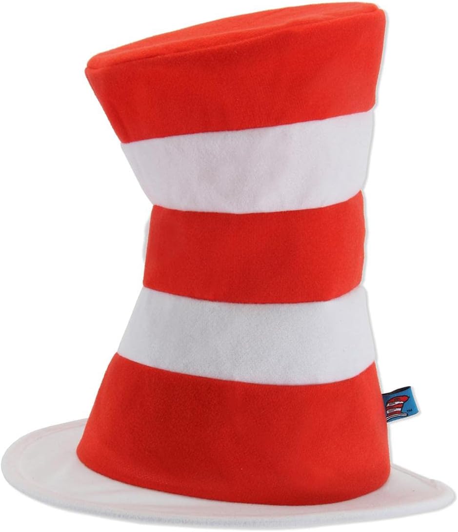 Cat in the Hat Costume Hat for Adults - Sturdy Red & White Striped Felt Hat