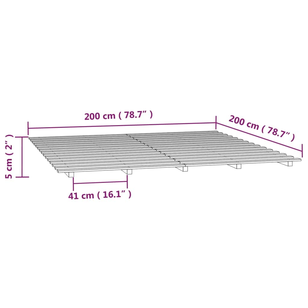 Letto tipo Montessori,Struttura letto ad altezza 5 cm per bambini e anziani,Giroletto Bianco 200 x 200 cm in Legno Massello di Pino Utilizzabile per Camera degli ospiti Appartamenti Albergo