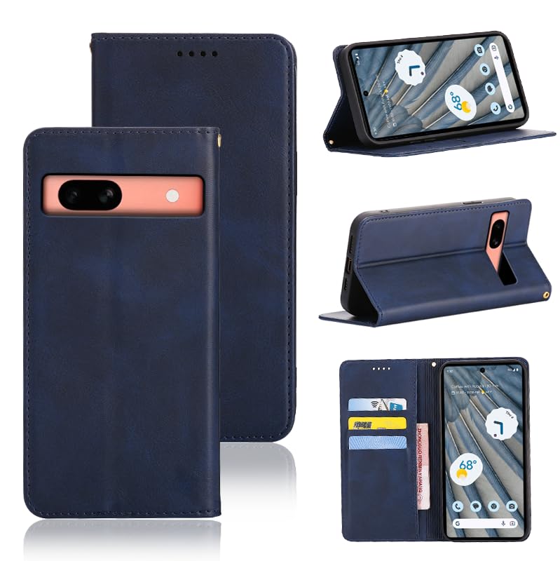適用 Google Pixel 7a ケース 手帳型 グーグルピクセル7a 用 手帳型ケース Pixel7a 用 スマホケース カバー 手帳型 PUレザー カード収納 財布型 耐衝撃 ケース マグネット スタンド機能付き 5色(Google Pixel7a 用 ケース手帳型) (深い青)