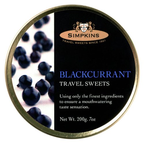 british black currant candy - Simpkins Blackcurrant Travel Sweets x 3 tins, 7oz/ 200gms