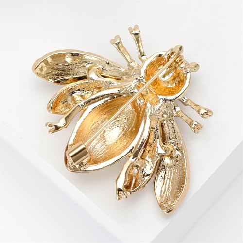 Image of Vintage Crystal Honey Bee Brooches for Women,Sparkly Rhinestone Insect Bee Brooches Charm Faux Pearl Yellow Sun Flower Honeybee Lapel Pins Dress Suit Shirt Prom Party Jewelry
