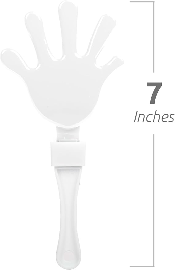 Windy City Novelties 12-Pack 7 Mini Hand Clappers Loud Plastic Noisemakers for Sports Games, Pep Rallies, Tailgates, and Team Spirit Events - White