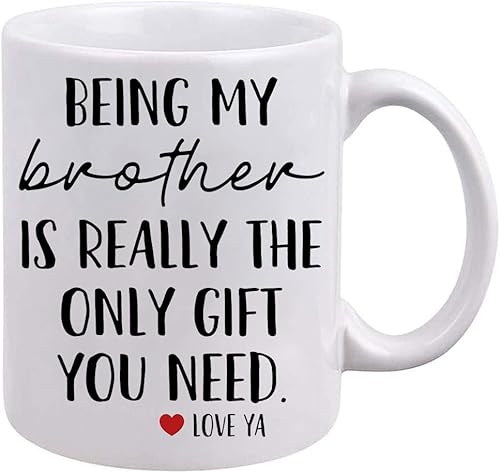 Babimarkeebei Divertida taza de café estándar para hermano, regalos de cumpleaños, regalos de Navidad para hermano siendo mi hermano es realmente el único que necesitas amarte hermano taza