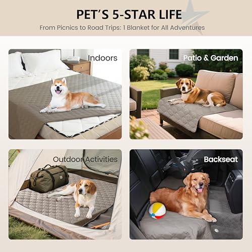 Image of gogobunny 3X Stronger Waterproof Pet Blanket, Scratch Proof Furniture Protector for Dogs Cats, Reversible Cover 32x53 Inch, Dark Stone