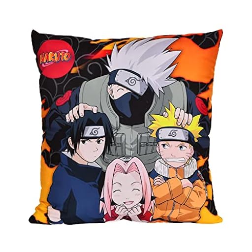 Elbenwald Cojín Naruto con Motivos del Equipo Konoha para Fans del Anime Hombres señoras Unisex 40 x 40 cm, Naranja, Negro | Ya disponible en tu tienda friki favorita! En mundofriki.es!