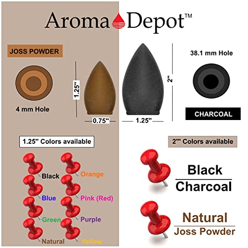 Aroma Depot 1.25" NAT. UNSCENTED BACKFLOW - 60 CONES 1.25'' Backflow Unscented 100% Natural Joss Powder 60 Incense Cones - Ideal For Waterfall Burner And Holder, Add Any Aroma Depot Fragrance Oil To Make Your Own Scented Cones. thumb #8
