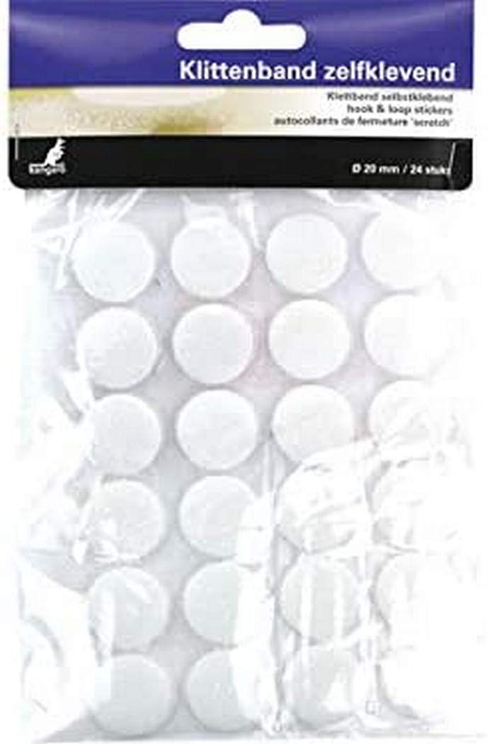 Kangaro Velcro Fastener Self-Adhesive Round 20 mm Pack of 24