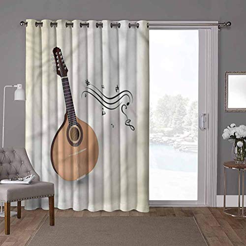 YUAZHOQI Cortinas divisoras de habitación insonorizadas, mandolina, mandolina rusa musical, 100 x 96 pulgadas, cortinas oscurecedoras para habitación (1 panel)