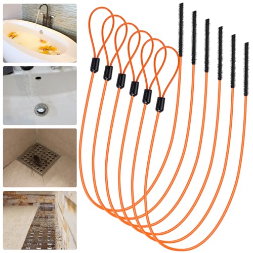 6pcs Hair Clog Remover Tool, 32 Inch Anti-break Metal Drain Snake