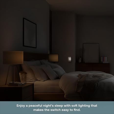Simple Nightlight Switch by Deako, Warm-White LED Light, Automatic On/Off Sensor, Single Pole, Neutral Wire Required, White