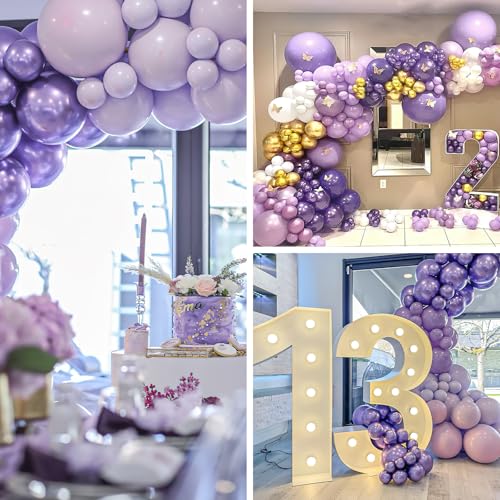 Image of PartyWoo Metallic Purple Balloons 50pcs Chrome Purple Color 12 Inch | Balloons for Graduation Baby Shower Bridal Shower Wedding Bachelorette Engagement Girl Party Decorations Purple-G130