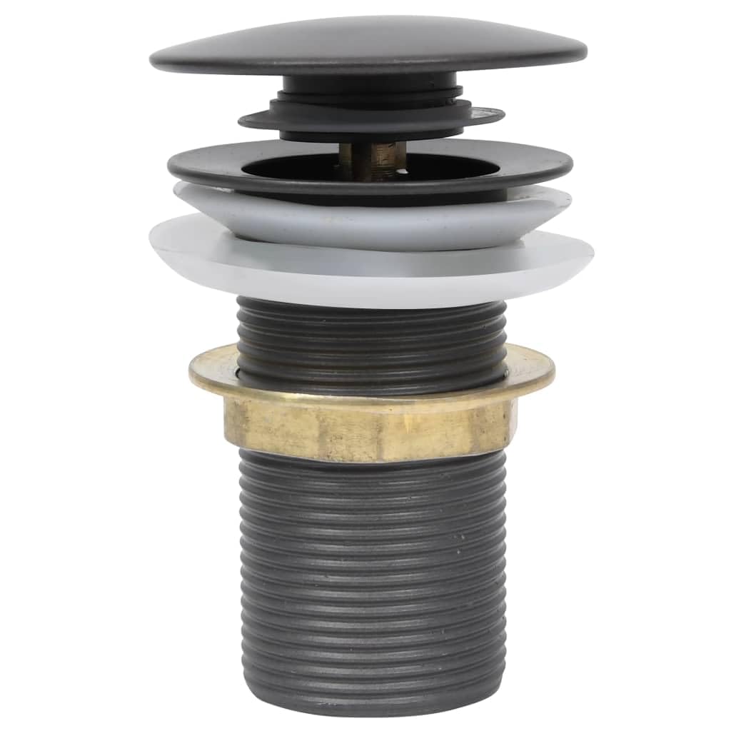 Desagüe sin rebosadero gris de zinc y latón 6,4 x 6,4 x 9,1 cm con conexión roscada de 1¼ pulgadas, desagüe desplegable para baño y cocina, fácil limpieza y manejo