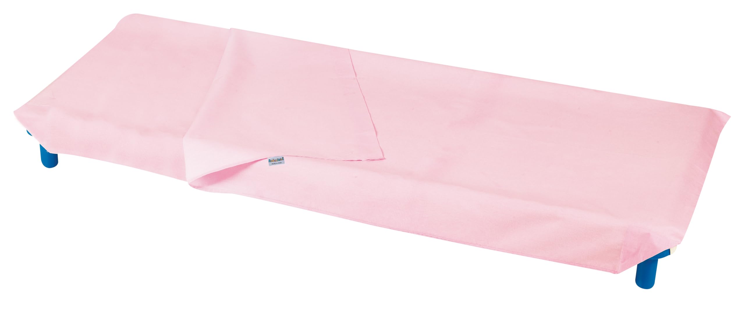 Andy & Helen - Sacco lenzuolo (sopra+sotto) per brandina asilo con angoli elasticizzati per una totale aderenza. Misure standard 65x140 cm in 100% cotone, Rosa