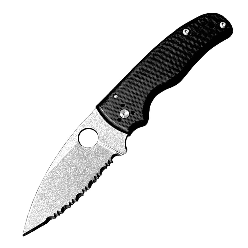Klappmesser 8" klein Taschenmesser Wellenschliff Aus edelstahl S30v & G10, EDC messer Outdoor, tragbare camping messer, Jagdmesser Scharfes Einhandmesser, Scharze, praktische messer mit loch klinge