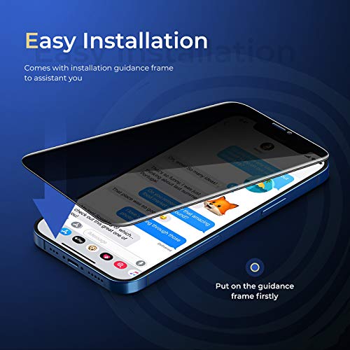 ORIbox Privacy Glass Screen Protector for iPhone 12, 2 Packs Anti-Scratch Anty-Spy Tempered Glass Screen Protector with 2 Packs Camera Lens Protector - image 7