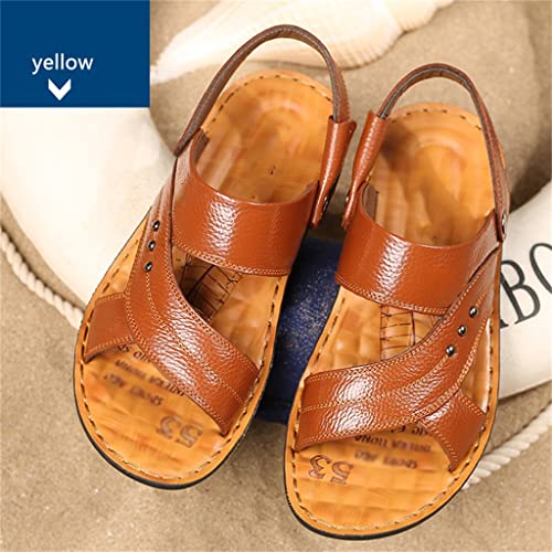 Men's Casual Beach Shoes Leather Breathable Sandals Mens Roman Sandals Leather Sandals(42)2