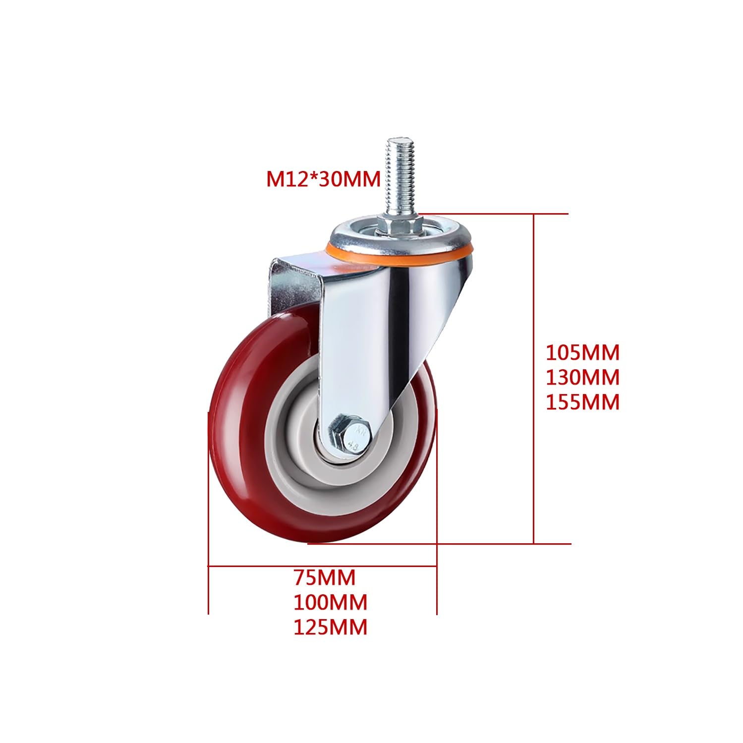 per carichi Pesanti 3 4 5 Pollice Silenzioso PU di 4 660lbs capacità di carico M12*30mm Girevole Perno con Freno per Mobili & Banco da Lavoro 100mm Diametro