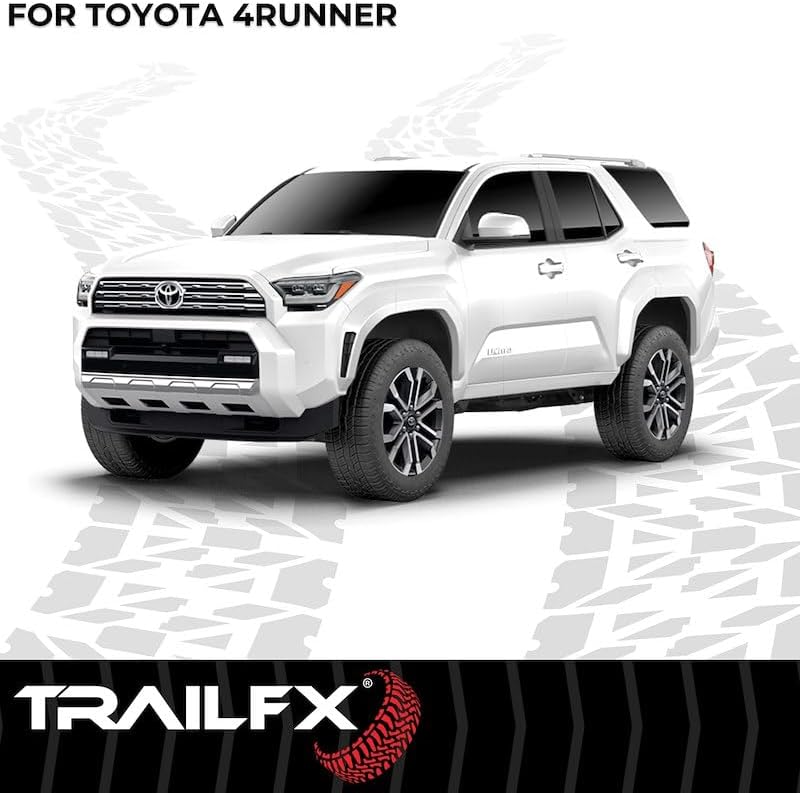 TrailFX Nerf Bar AL4027B, 4-1/2 Inch Hexagonal Straight, with Step Pads, Rocker Panel Mount, Powder Coated, Black, Aluminum, with Plastic End Caps/Bracket Covers, Fits 2025 Toyota 4Runner