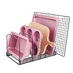 Toplife 10+ Bakeware Organizer Rack for Kitchen Bakeware, Cookware, Dinnerware, Cutting Boards, Plates, Pot and Pan Lids (Brown)