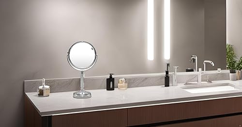 Miniatura 6 de Indecor Home H Halston Espejo de tocador de maquillaje de acero inoxidable 1X3X aumento redondo 360 giratorio para escritorio, dormitorio, baño