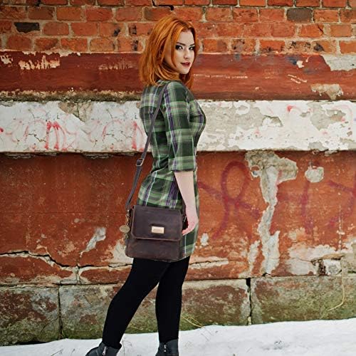 Catwalk Collection Handbags - Ladies Small Distressed Leather Cross Body Bag - Women's Messenger Organiser Work Bag - iPhone/Smartphone - SABINE S - Brown
