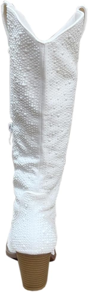 ABSOLEX Women Western Cowgirl Cowboy Pointed Toe Rhinestone Knee High Boots - 第 44/64 張圖片