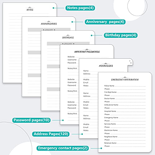 Jubtic Address Book With Alphabetical Tabs, Hardcover Password Keeper And Telephone Book Address Organizer Record Contacts, Internet Login Address Log Book Journal Notebook For Home Or Office-Black #TOP4